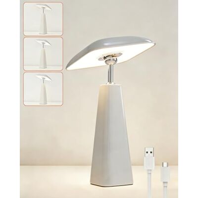 HARPER LIVING Rechargeable Table Lamp, Magnetic Touch Mushroom Bedside Light Dimmable, Portable LED Battery Desk Lamp for Bedroom Living Room Home Office Kids Room (Shiny Light Grey) HARPER LIVING Rechargeable Table Lamp, Magnetic Touch Mushroom Bedside Light Dimmable, Portable LED Battery Desk Lamp for Bedroom Living Room Home Office Kids Room (Shiny Light Grey)