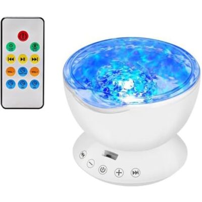 Playlearn Ocean Wave Projector Lamp Night Light with Remote Control Music Speaker, Bedroom Living Room Ambiance, USB Charged, Visual Effect Playlearn Ocean Wave Projector Lamp Night Light with Remote Control Music Speaker, Bedroom Living Room Ambiance, USB Charged, Visual Effect