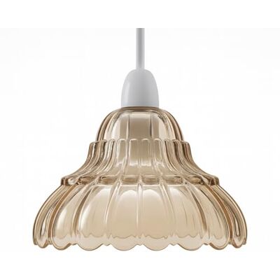 DC VOLTAGE Amber Glass Lamp Shade 17cm Vintage Ribbed Ceiling Light Shade E14 Easy Fit Pendant Lampshade Retro Scalloped Replacement for Bedroom Living Room Kitchen (Style 1) DC VOLTAGE Amber Glass Lamp Shade 17cm Vintage Ribbed Ceiling Light Shade E14 Easy Fit Pendant Lampshade Retro Scalloped Replacement for Bedroom Living Room Kitchen (Style 1)