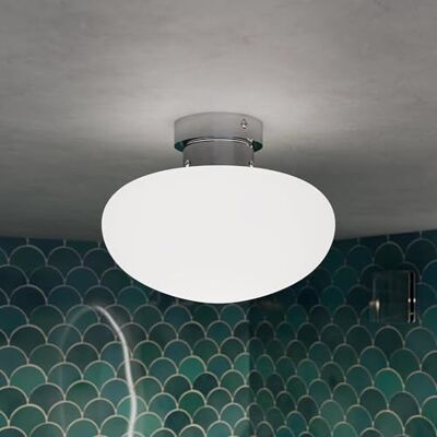 Pebble Grey Lucille Ceiling Light 260 x 260 x 180mm Chrome Bathroom Lighting, Kitchen Lights Ceiling, Bedroom Lights, Hallway Lamp, Light Fitting, Modern Glass Shade for Home Interior Style Pebble Grey Lucille Ceiling Light 260 x 260 x 180mm Chrome Bathroom Lighting, Kitchen Lights Ceiling, Bedroom Lights, Hallway Lamp, Light Fitting, Modern Glass Shade for Home Interior Style