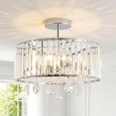 ANWIO Chandelier Lampshade,Silver Light Fitting, Kitchen Lights Ceiling,Ceiling Lights Living Room,E27 Light Shade Ceilings,Morden Crystal Bedroom Ceilings Lights(DIAM 36.5CM,3 lamp Holder) ANWIO Chandelier Lampshade,Silver Light Fitting, Kitchen Lights Ceiling,Ceiling Lights Living Room,E27 Light Shade Ceilings,Morden Crystal Bedroom Ceilings Lights(DIAM 36.5CM,3 lamp Holder)