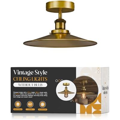 LEDSone Industrial Semi Flush Ceiling Light 22cm Metal Yellow Brass LEDSone Industrial Semi Flush Ceiling Light 22cm Metal Yellow Brass