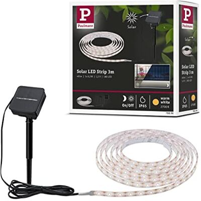 Paulmann 78896 LED Stripe Solar 3 m with Twilight Sensor and Battery IP44 0.3 W 48 lm 60 LEDs/m 2700 K Warm White Black Plastic Paulmann 78896 LED Stripe Solar 3 m with Twilight Sensor and Battery IP44 0.3 W 48 lm 60 LEDs/m 2700 K Warm White Black Plastic