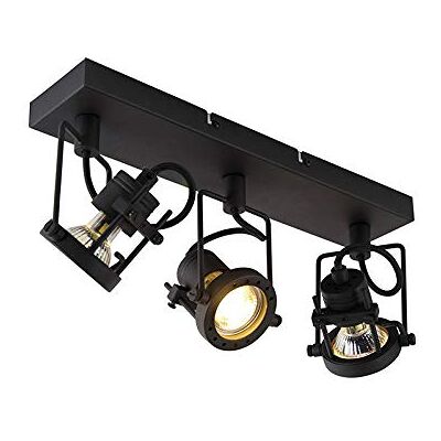 QAZQA Industrial Ceiling Light - 3-Light Steel Fixture - Black QAZQA Industrial Ceiling Light - 3-Light Steel Fixture - Black