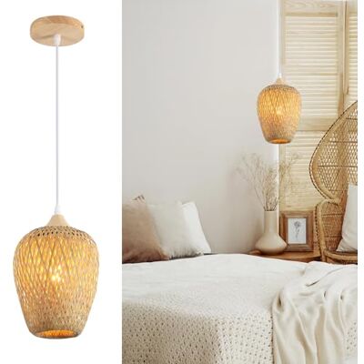 Schindora Lamp Shade Bamboo,Wood Boho Lamp Shades Ceiling Handwoven Vintage Decor One-Light Pendant Light for Bedroom Bar Bedside Hallway Farmhouse Schindora Lamp Shade Bamboo,Wood Boho Lamp Shades Ceiling Handwoven Vintage Decor One-Light Pendant Light for Bedroom Bar Bedside Hallway Farmhouse
