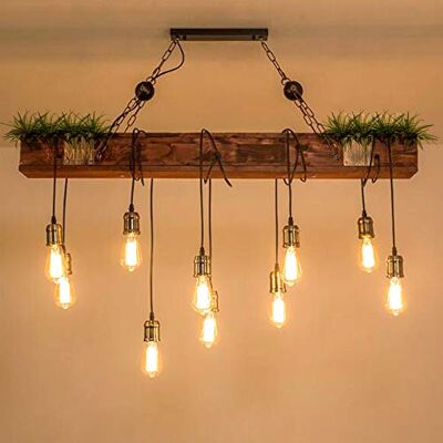 FUMIMID Industrial Chandelier Wood Hanging Lamp Rustic Metal Sling Brown Wooden Beam Large Linear Island Pendant Lights Handmade Farmhouse Light Fixture Living Room Bedroom Kitchen Hallway Kitchen Lights FUMIMID Industrial Chandelier Wood Hanging Lamp Rustic Metal Sling Brown Wooden Beam Large Linear Island Pendant Lights Handmade Farmhouse Light Fixture Living Room Bedroom Kitchen Hallway Kitchen Lights
