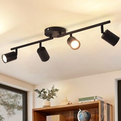 ANWIO 4 Black GU10 Spotlight Ceiling Lights,Bedroom Kitchen Lights Ceiling,GU10 Industrial Hallway Ceilings Light Fitting,Spot Light Bar Indoor Adjustable Light Ceilings Spot Lamp(EUS-EA190811-10) ANWIO 4 Black GU10 Spotlight Ceiling Lights,Bedroom Kitchen Lights Ceiling,GU10 Industrial Hallway Ceilings Light Fitting,Spot Light Bar Indoor Adjustable Light Ceilings Spot Lamp(EUS-EA190811-10)