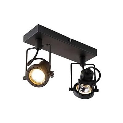 QAZQA Oblungo Max - Industrial Steel Black Spot Light - 2 Points QAZQA Oblungo Max - Industrial Steel Black Spot Light - 2 Points