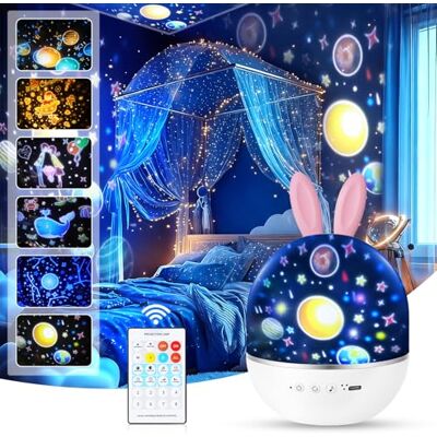 URAQT Star Light Projector with Music, Night Light Kids with Remote Control & Timer, 360° Rotation Star Projector Night Light Gift with 4 Light Modes/6 Projection Themes/7 Brightness/8 Kinds of Music URAQT Star Light Projector with Music, Night Light Kids with Remote Control & Timer, 360° Rotation Star Projector Night Light Gift with 4 Light Modes/6 Projection Themes/7 Brightness/8 Kinds of Music