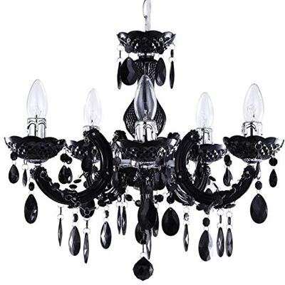 Litecraft - Marie Therese - Black - 5 Arm - Chandelier Litecraft - Marie Therese - Black - 5 Arm - Chandelier