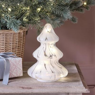 Lights4fun Indoor Christmas Tree Ornament White Glass Murano Effect Lamp Tabletop Decoration 21cm Lights4fun Indoor Christmas Tree Ornament White Glass Murano Effect Lamp Tabletop Decoration 21cm