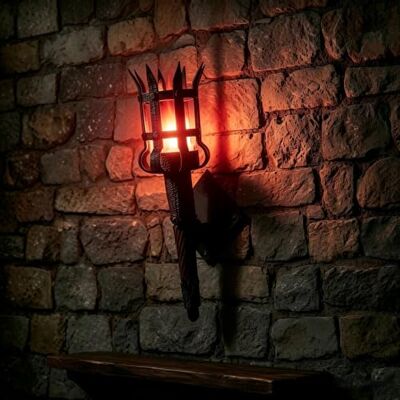 SXOIIVC Medieval LED Torch Wall Sconce Gothic Castle Decor Orange,Torch + Mount:Red SXOIIVC Medieval LED Torch Wall Sconce Gothic Castle Decor Orange,Torch + Mount:Red