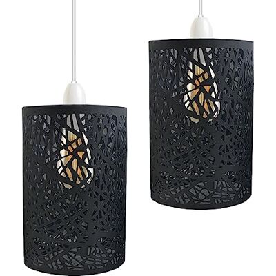 LEDSone Ceiling Light Shade Metal Pendant Light Shade Ceiling Light Fitting Ceiling lamp Shades Industrial Ceiling Lights lampshade for Kitchen Light Ceiling lamp (Black 4 Pattern 7 (2 Pack)) LEDSone Ceiling Light Shade Metal Pendant Light Shade Ceiling Light Fitting Ceiling lamp Shades Industrial Ceiling Lights lampshade for Kitchen Light Ceiling lamp (Black 4 Pattern 7 (2 Pack))