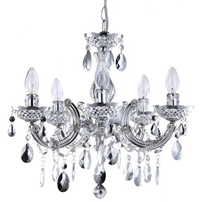 Litecraft - Marie Therese - 5 Arm - Silver - Chandelier Litecraft - Marie Therese - 5 Arm - Silver - Chandelier