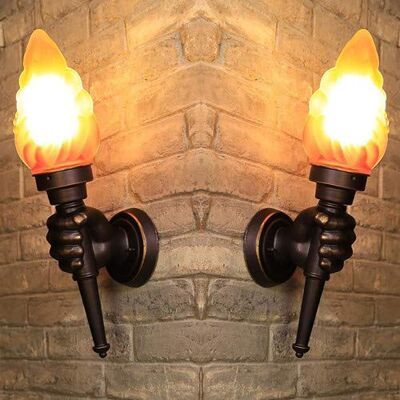 Hwydo E27 Modern Vintage Retro Torch Wall Lamp Aluminum Antique Wall Flame Lamp Retro Torch Wall Lights for Cafe Restaurant Garden Bar Corridor Decorative (Left Hand +Right Hand) Hwydo E27 Modern Vintage Retro Torch Wall Lamp Aluminum Antique Wall Flame Lamp Retro Torch Wall Lights for Cafe Restaurant Garden Bar Corridor Decorative (Left Hand +Right Hand)