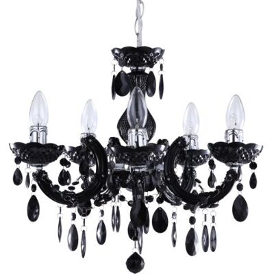 Litecraft - Marie Therese - Black - 5 Arm - Chandelier Litecraft - Marie Therese - Black - 5 Arm - Chandelier