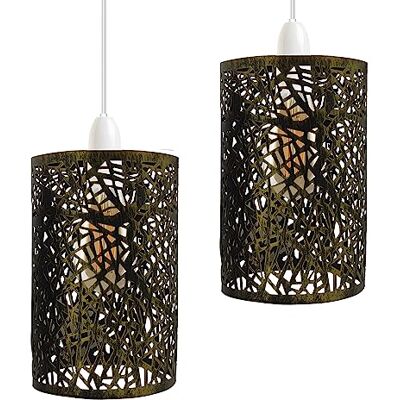 LEDSone Ceiling Light Shade Metal Pendant Light Shade Ceiling Light Fitting Ceiling lamp Shades Industrial Ceiling Lights lampshade for Kitchen Light Ceiling lamp (Brushed Brass 24 Pattern 7 (2 Pack)) LEDSone Ceiling Light Shade Metal Pendant Light Shade Ceiling Light Fitting Ceiling lamp Shades Industrial Ceiling Lights lampshade for Kitchen Light Ceiling lamp (Brushed Brass 24 Pattern 7 (2 Pack))