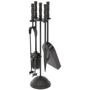 Fire Vida 5 Piece Malham Fireplace Companion Set Black Steel Fireside Tool Kit with Stand Includes Poker, Tongs, Brush & Shovel Ideal for Fireplaces, Wood Burners & Fire Pits Fire Vida 5 Piece Malham Fireplace Companion Set Black Steel Fireside Tool Kit with Stand Includes Poker, Tongs, Brush & Shovel Ideal for Fireplaces, Wood Burners & Fire Pits