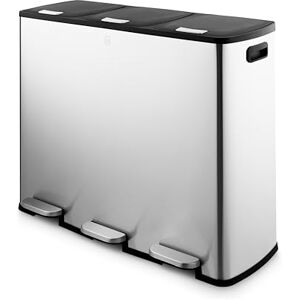 Swan 90L Recycling bin with 3 x 30L Compartments, Soft Close Lids, Foot Pedal System, Removable Inner Buckets, Stainless Steel with Fingerprint Proof Finish Swan 90L Recycling bin with 3 x 30L Compartments, Soft Close Lids, Foot Pedal System, Removable Inner Buckets, Stainless Steel with Fingerprint Proof Finish