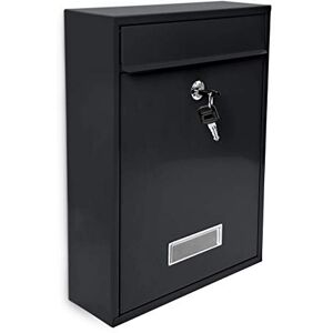 Relaxdays Mailbox/Letterbox made of Metal, Hinged Lid with a Name Plate + 2 Keys, HxWxD: 26.5 x 35 x 8.5 cm, Black, Steel Relaxdays Mailbox/Letterbox made of Metal, Hinged Lid with a Name Plate + 2 Keys, HxWxD: 26.5 x 35 x 8.5 cm, Black, Steel