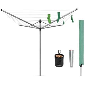 Brabantia Lift-O-Matic 50M of Clothes Line Adjustable in Height UV-Resistant & Non-Slip Lining Umbrella System with Ground Spike 45 mm & Cover Metallic Grey Brabantia Lift-O-Matic 50M of Clothes Line Adjustable in Height UV-Resistant & Non-Slip Lining Umbrella System with Ground Spike 45 mm & Cover Metallic Grey