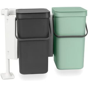 Brabantia Sort & Go Waste Bin 2x12L Double Built-In Recycling Bin Stay Open Lid Carry Handle Easy to Clean Dual Bin for in Kitchen Cupboards Dark Grey/Jade Green 52 x 35 x 43 cm Brabantia Sort & Go Waste Bin 2x12L Double Built-In Recycling Bin Stay Open Lid Carry Handle Easy to Clean Dual Bin for in Kitchen Cupboards Dark Grey/Jade Green 52 x 35 x 43 cm
