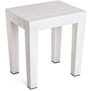 TATAY rectangular stool made of white textured polypropylene, with a wood effect finish. Anti-UV protection, suitable for indoor and outdoor use. Size 38x29x41m5 cm TATAY rectangular stool made of white textured polypropylene, with a wood effect finish. Anti-UV protection, suitable for indoor and outdoor use. Size 38x29x41m5 cm