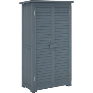 Outsunny Small Wooden Garden Storage Shed with 3 Shelves, Outdoor Tool Shed Cabinet, Asphalt Roof and Shutter Doors, 87cm x 47cm x 160cm, Grey Outsunny Small Wooden Garden Storage Shed with 3 Shelves, Outdoor Tool Shed Cabinet, Asphalt Roof and Shutter Doors, 87cm x 47cm x 160cm, Grey
