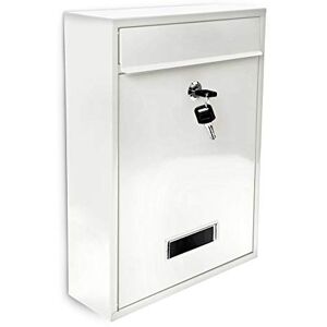 Relaxdays Mailbox/Letterbox made of Metal, Hinged Lid with a Name Plate + 2 Keys, HxWxD: 26.5 x 35 x 8.5 cm, White, Steel Relaxdays Mailbox/Letterbox made of Metal, Hinged Lid with a Name Plate + 2 Keys, HxWxD: 26.5 x 35 x 8.5 cm, White, Steel