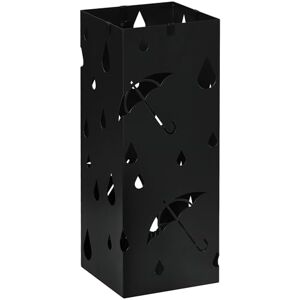 HOMCOM Steel Umbrella Stand, Square Umbrella Holder with 4 Hooks and Removable Drip Tray, Hollowed Umbrella Basket for Hallway, Black HOMCOM Steel Umbrella Stand, Square Umbrella Holder with 4 Hooks and Removable Drip Tray, Hollowed Umbrella Basket for Hallway, Black