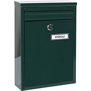 ARREGUI Zaguán E5753 Galvanised Steel Letter Box Size S (DIN A5 Post) 32 x 22 x 8 cm, Wall-Mounted Post Box for Outdoor Use, Waterproof, with Name Plate, Easy Assembly, Green ARREGUI Zaguán E5753 Galvanised Steel Letter Box Size S (DIN A5 Post) 32 x 22 x 8 cm, Wall-Mounted Post Box for Outdoor Use, Waterproof, with Name Plate, Easy Assembly, Green