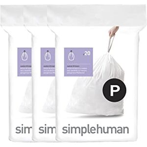 simplehuman CW0263 code P Custom Fit Bin Liner Bulk Pack, White Plastic (3 Pack of 20, Total 60 Liners) simplehuman CW0263 code P Custom Fit Bin Liner Bulk Pack, White Plastic (3 Pack of 20, Total 60 Liners)