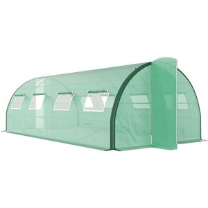 Outsunny 6 x 3(m) Walk-in Polytunnel Greenhouse with Upgraded Structure, 2 Hinged Doors, 8 Mesh Windows, Tunnel Warm House Tent with UV-resistant PE Cover, Green Outsunny 6 x 3(m) Walk-in Polytunnel Greenhouse with Upgraded Structure, 2 Hinged Doors, 8 Mesh Windows, Tunnel Warm House Tent with UV-resistant PE Cover, Green