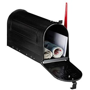Relaxdays US Mailbox, Vintage, American Letterbox Post, Large, HxWxD: 25x19x52.5 cm, Red Flag, Steel, Black, 1 Item Relaxdays US Mailbox, Vintage, American Letterbox Post, Large, HxWxD: 25x19x52.5 cm, Red Flag, Steel, Black, 1 Item