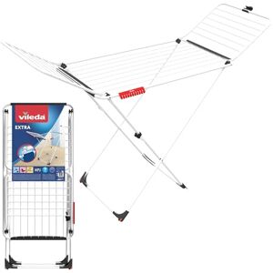 Vileda Extra X-Legs Clothes Airer, Indoor Drying Rack, 20 Metre Drying Space, Foldable Compact Clothes Dryer, Thick Wires for Fewer Creases, Wheels to Easily Manoeuvre Vileda Extra X-Legs Clothes Airer, Indoor Drying Rack, 20 Metre Drying Space, Foldable Compact Clothes Dryer, Thick Wires for Fewer Creases, Wheels to Easily Manoeuvre