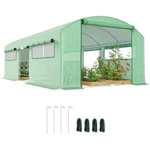 Outsunny 6 x 3 x 2m Polytunnel Greenhouse with 3 Roll-up Doors and Mesh Windows, Walk-in Garden Tunnel Warm House Tent with UV-resistant PE Cover and Galvanised Steel Frame, Green Outsunny 6 x 3 x 2m Polytunnel Greenhouse with 3 Roll-up Doors and Mesh Windows, Walk-in Garden Tunnel Warm House Tent with UV-resistant PE Cover and Galvanised Steel Frame, Green
