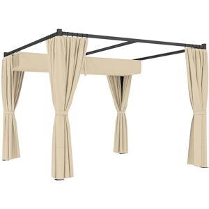 Outsunny 3 x 3(m) Pergola with Retractable Roof Canopy and Curtains, Metal Frame Garden Gazebo Outdoor Sun Shade Shelter for Grill, Patio, Deck, Khaki Outsunny 3 x 3(m) Pergola with Retractable Roof Canopy and Curtains, Metal Frame Garden Gazebo Outdoor Sun Shade Shelter for Grill, Patio, Deck, Khaki