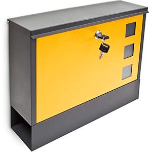 Relaxdays Modern Two Coloured Mailbox Letterbox Lockable with Two Keys and Newspaper Slot, Black-Yellow Relaxdays Modern Two Coloured Mailbox Letterbox Lockable with Two Keys and Newspaper Slot, Black-Yellow