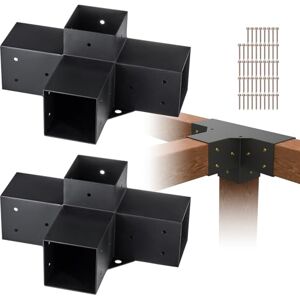 VEVOR Pergola Bracket Kit 101x101mm(inner92 x 93 mm), 2pcs 4-Way Heavy Duty Corner Bracket Woodworks DIY Post Base Kit, Easy Installation Wooden Beams for Gazebos, Patio Pergolas, Log Cabin Outdoor VEVOR Pergola Bracket Kit 101x101mm(inner92 x 93 mm), 2pcs 4-Way Heavy Duty Corner Bracket Woodworks DIY Post Base Kit, Easy Installation Wooden Beams for Gazebos, Patio Pergolas, Log Cabin Outdoor