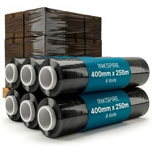 Inkspire 6 Pack Stretch Shrink Wrap Roll 400mm x 250m – Black Pallet Wrap, Tear-Resistant, Waterproof Protective Plastic Cling Film Packaging Roll for Storage Boxes, Shipping & Moving House Essentials Inkspire 6 Pack Stretch Shrink Wrap Roll 400mm x 250m – Black Pallet Wrap, Tear-Resistant, Waterproof Protective Plastic Cling Film Packaging Roll for Storage Boxes, Shipping & Moving House Essentials