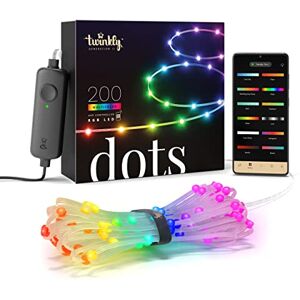 Twinkly Dots 10m, Flexible RGB LED Strip, in- and Outdoor, Compatible with Alexa and Google Home, IP44, 16 M+ Colors, App Control, Transparent Wire, 200 LED Lights Twinkly Dots 10m, Flexible RGB LED Strip, in- and Outdoor, Compatible with Alexa and Google Home, IP44, 16 M+ Colors, App Control, Transparent Wire, 200 LED Lights