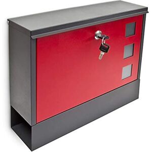 Relaxdays Modern Two Coloured Mailbox Letterbox Lockable with Two Keys and Newspaper Slot, Black-Red Relaxdays Modern Two Coloured Mailbox Letterbox Lockable with Two Keys and Newspaper Slot, Black-Red