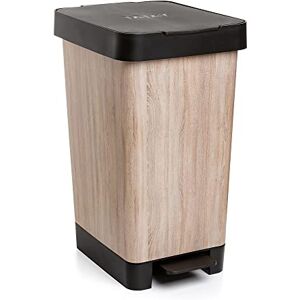 TATAY Smart Deco 25L Rubbish Bin Kitchen with Pedal Compact and Functional Design Indoor and Outdoor Use Fits 30L Bags BPA-Free Durable Plastic 26x36x47cm, Wood Effect TATAY Smart Deco 25L Rubbish Bin Kitchen with Pedal Compact and Functional Design Indoor and Outdoor Use Fits 30L Bags BPA-Free Durable Plastic 26x36x47cm, Wood Effect