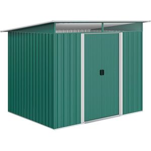 Outsunny 8.5 x 6ft Metal Shed with Lightsky Panels, Garden Storage Tool House with Double Doors for Garden, Patio and Lawn, Green Outsunny 8.5 x 6ft Metal Shed with Lightsky Panels, Garden Storage Tool House with Double Doors for Garden, Patio and Lawn, Green