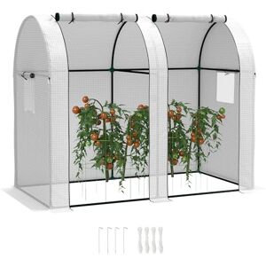 Outsunny Tomato Greenhouse, Garden Growhouse with 2 Roll-up Doors and 4 Mesh Windows, Portable Indoor Outdoor Green House, 185 x 94 x 150cm, White Outsunny Tomato Greenhouse, Garden Growhouse with 2 Roll-up Doors and 4 Mesh Windows, Portable Indoor Outdoor Green House, 185 x 94 x 150cm, White