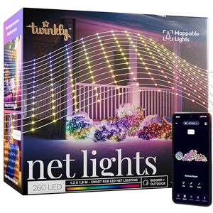 Twinkly Net Lights, Flexible LED Grid with 260 Mappable RGB LEDs, Indoor and Outdoor Light Strip, Smart Lights, Compatible Alexa, Google Home, IP44, App Controlled, Transparent Wire, 1.2m x 1.9m Twinkly Net Lights, Flexible LED Grid with 260 Mappable RGB LEDs, Indoor and Outdoor Light Strip, Smart Lights, Compatible Alexa, Google Home, IP44, App Controlled, Transparent Wire, 1.2m x 1.9m
