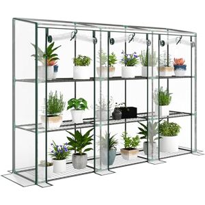Outsunny 3 Tier Lean-to Mini Greenhouse with Reinforced Plastic Cover, Portable Indoor Outdoor Green House with 3 Roll-up Doors and 9 Wire Shelves, 151H x 215W x 46Dcm, Clear Outsunny 3 Tier Lean-to Mini Greenhouse with Reinforced Plastic Cover, Portable Indoor Outdoor Green House with 3 Roll-up Doors and 9 Wire Shelves, 151H x 215W x 46Dcm, Clear