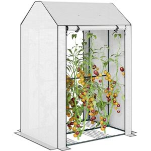 Outsunny Mini Greenhouse with 4 Wire Shelves, Portable Tomato Greenhouse, Upgraded Garden Grow House for Plants with Roll Up Door and Vents, 100 x 80 x 150cm, White Outsunny Mini Greenhouse with 4 Wire Shelves, Portable Tomato Greenhouse, Upgraded Garden Grow House for Plants with Roll Up Door and Vents, 100 x 80 x 150cm, White