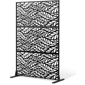VEVOR Metal Privacy Screen, 47" W x 72" H, Outdoor Privacy Screens & Panels, Freestanding Outdoor Divider with Stand, 3-Panel Decorative Garden Steel Privacy Fence for Balcony Patio Indoor Room Black VEVOR Metal Privacy Screen, 47" W x 72" H, Outdoor Privacy Screens & Panels, Freestanding Outdoor Divider with Stand, 3-Panel Decorative Garden Steel Privacy Fence for Balcony Patio Indoor Room Black