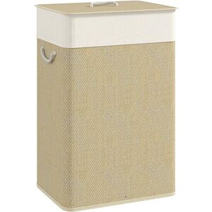 HOMCOM Bamboo Laundry Basket with Lid, 72L Laundry Hamper with Rope Handles, Washing Basket with Removable Washable Liner Bag for Bathroom, Bedroom, Nature Wood Finish HOMCOM Bamboo Laundry Basket with Lid, 72L Laundry Hamper with Rope Handles, Washing Basket with Removable Washable Liner Bag for Bathroom, Bedroom, Nature Wood Finish